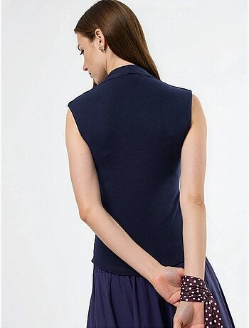 Blouse drapée sans manches avec col en v busem