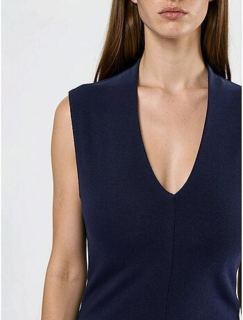 Blouse drapée sans manches avec col en v busem