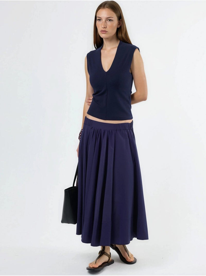 Blouse drapée sans manches avec col en v busem Bleu marine - Kiabi