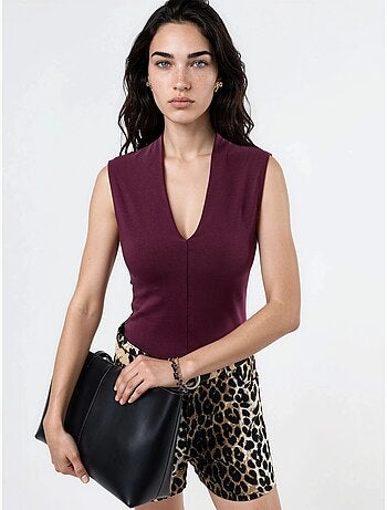 Blouse drapée sans manches avec col en v busem