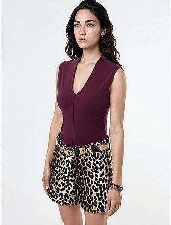 Blouse drapée sans manches avec col en v busem