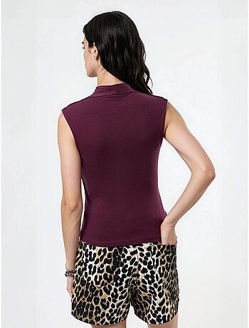 Blouse drapée sans manches avec col en v busem