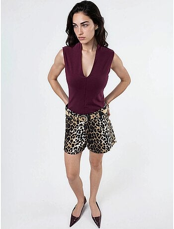 Blouse drapée sans manches avec col en v busem