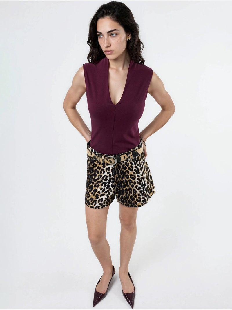 Blouse drapée sans manches avec col en v busem Rouge bordeaux - Kiabi