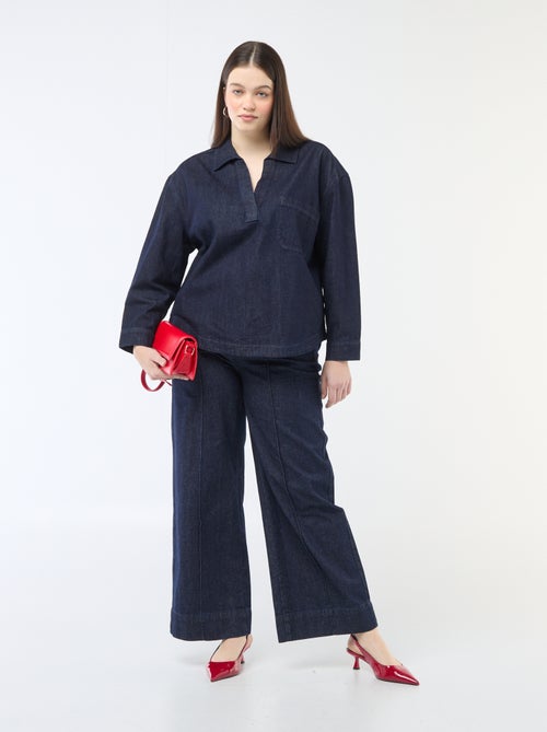 Blouse droite en denim - Kiabi