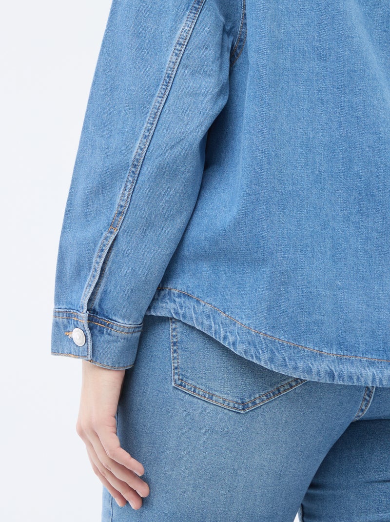 Blouse droite en denim Bleu - Kiabi