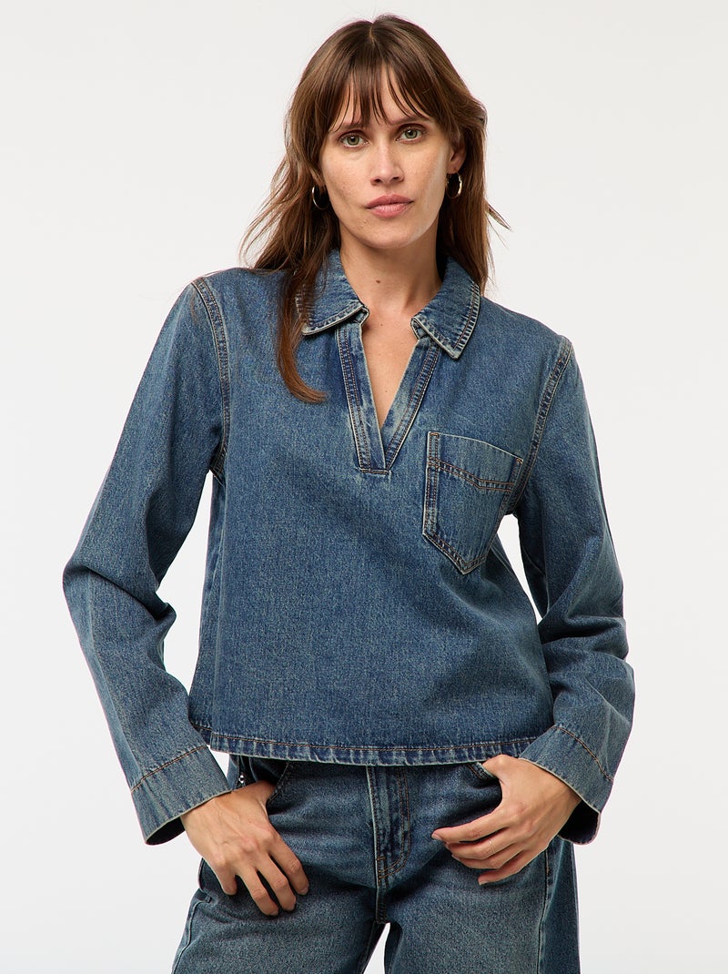 Blouse droite en denim Denim - Kiabi