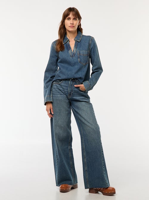 Blouse droite en denim - Kiabi