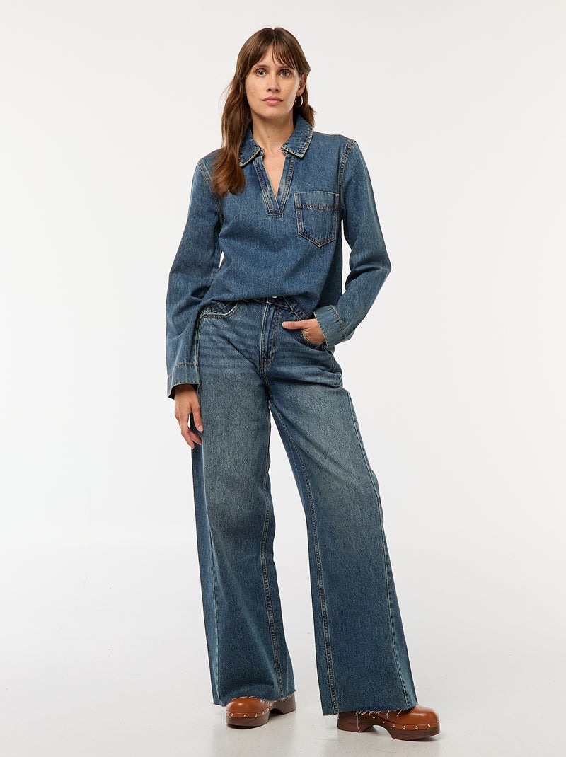 Blouse droite en denim Denim - Kiabi