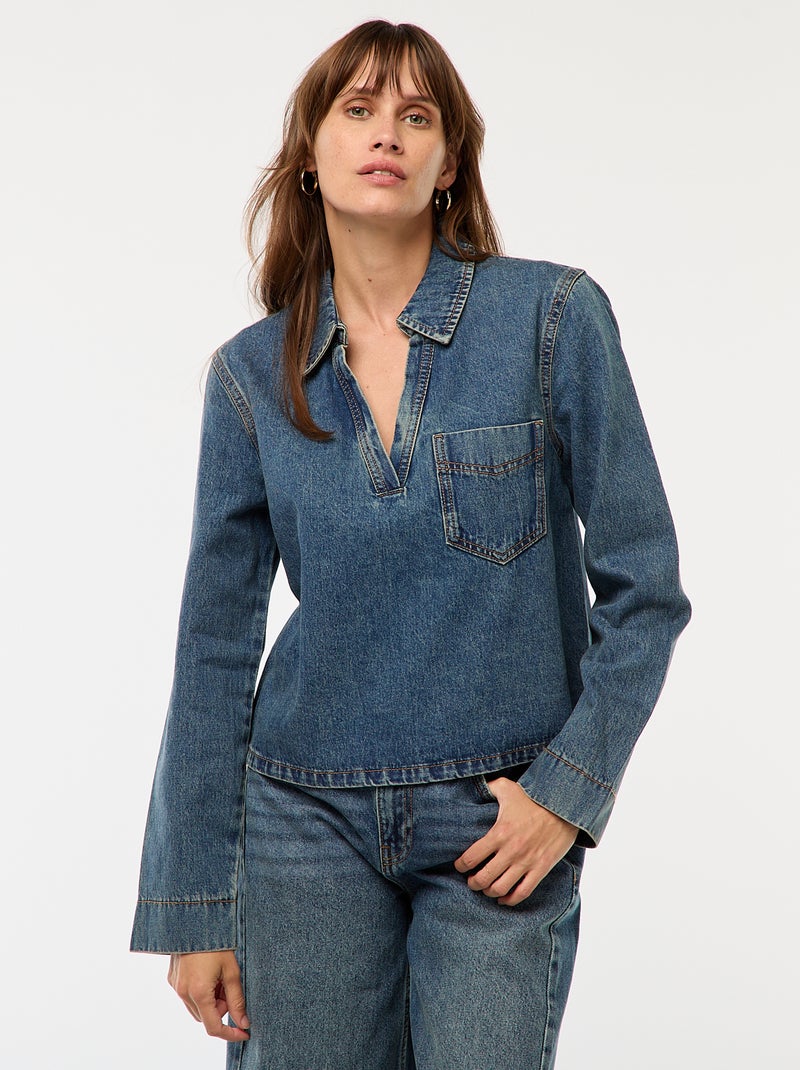 Blouse droite en denim Denim - Kiabi