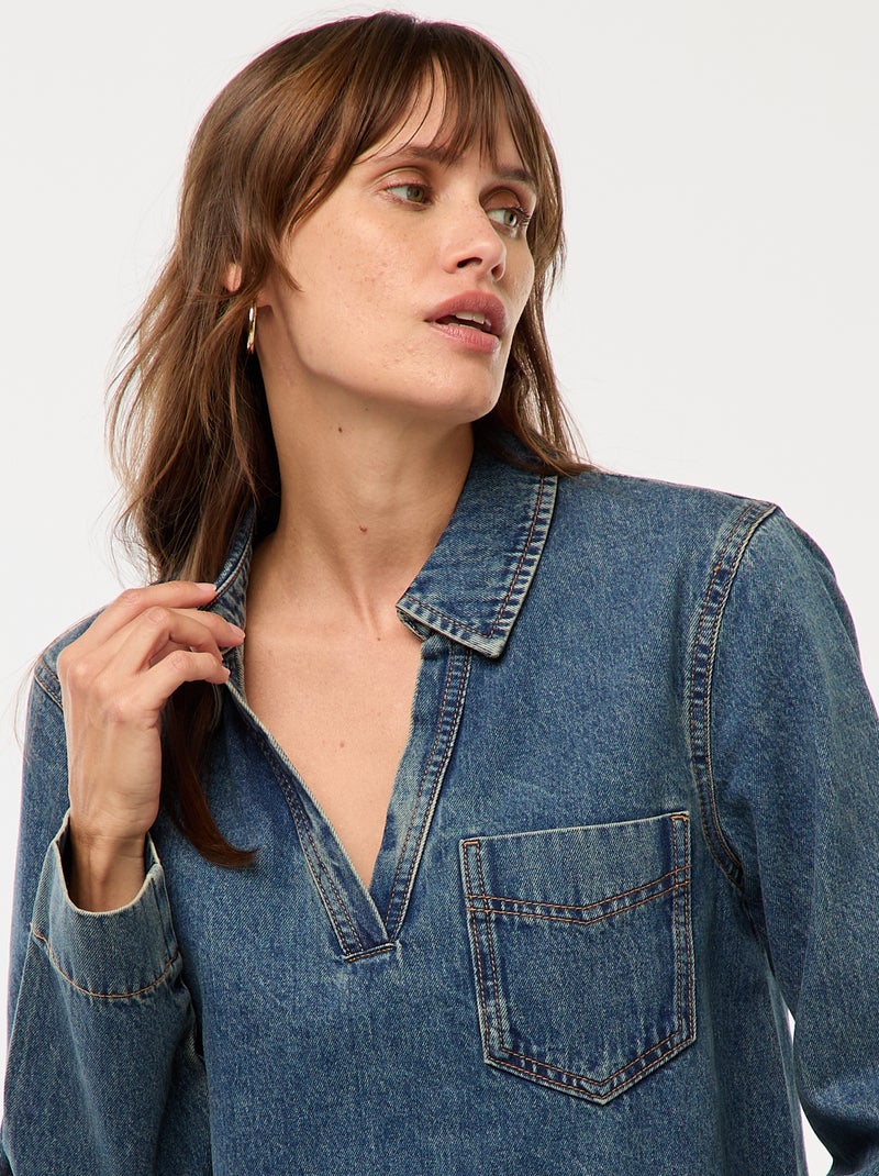 Blouse droite en denim Denim - Kiabi