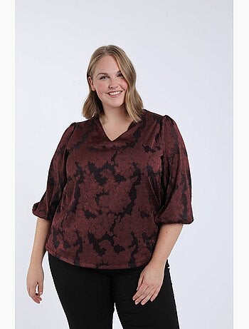 Blouse effet dentelle dessin floral PAPRIKA