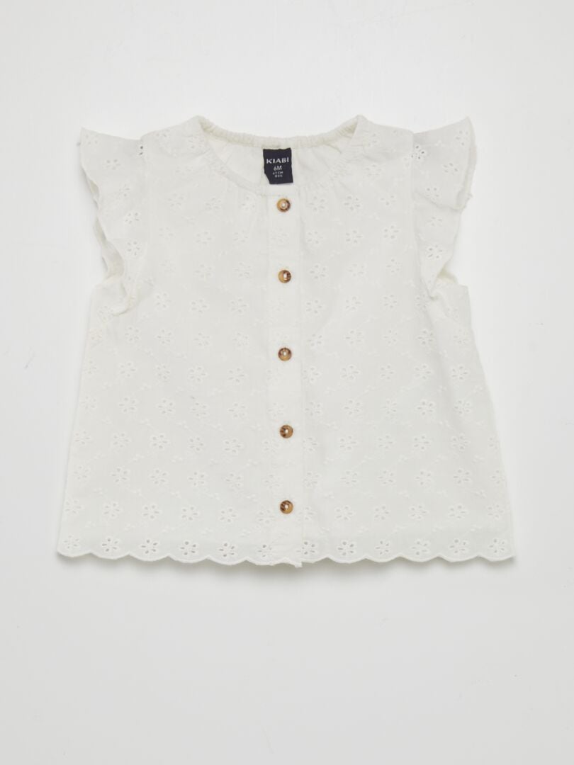 Blouse en broderie anglaise blanc - Kiabi