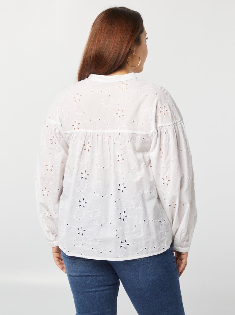 Blouse en broderie anglaise blanc - Kiabi