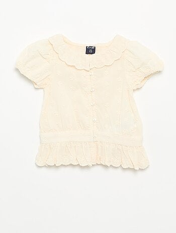 Blouse en broderie anglaise manches courtes