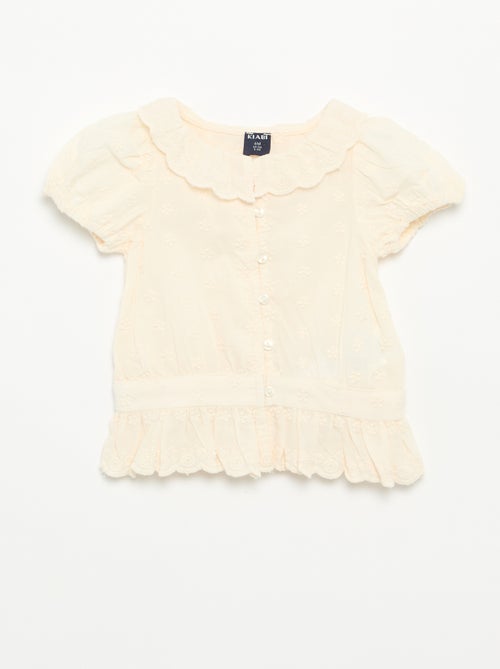 Blouse en broderie anglaise manches courtes - Kiabi
