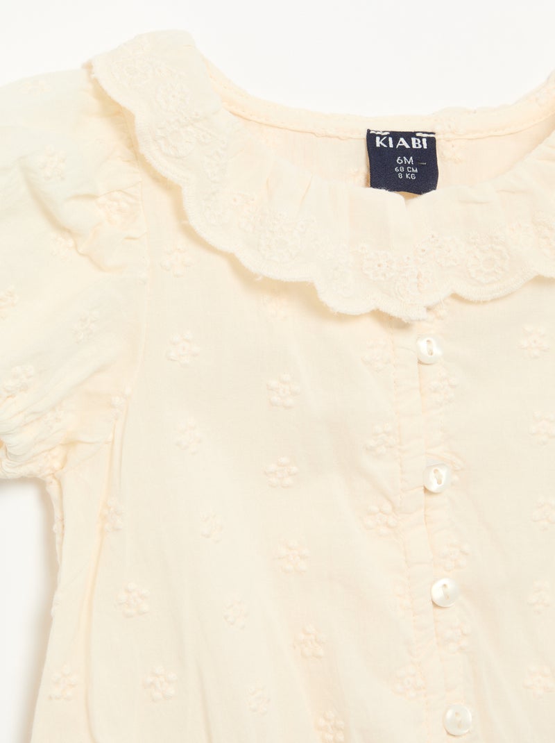 Blouse en broderie anglaise manches courtes Blanc - Kiabi