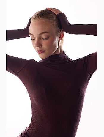 Blouse en cachemire à col montant et manches longues penti