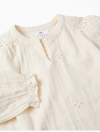 Blouse en coton à broderie anglaise et volants