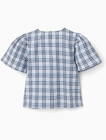 Blouse en coton à carreaux avec nœuds décoratifs B&S