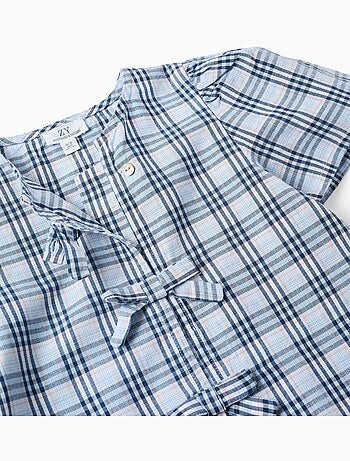 Blouse en coton à carreaux avec nœuds décoratifs B&S