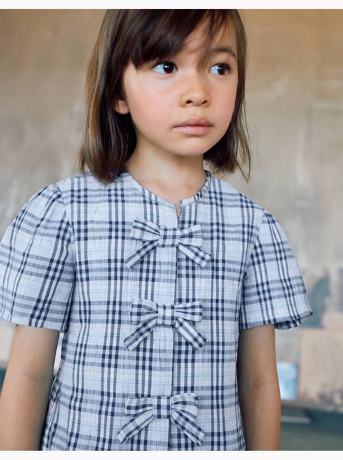 Blouse en coton à carreaux avec nœuds décoratifs B&S - Kiabi