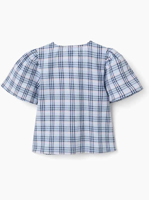 Blouse en coton à carreaux avec nœuds décoratifs B&S - Kiabi