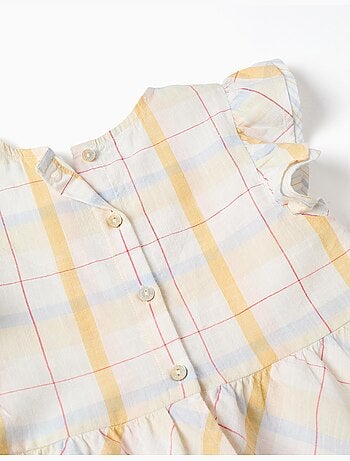 Blouse en coton à carreaux avec volants B&S