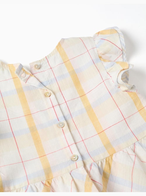 Blouse en coton à carreaux avec volants B&S - Kiabi