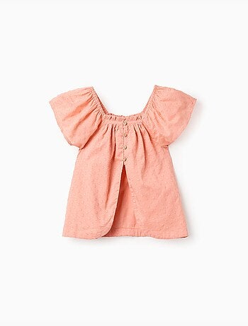 Blouse en coton à manches courtes et pois suisses