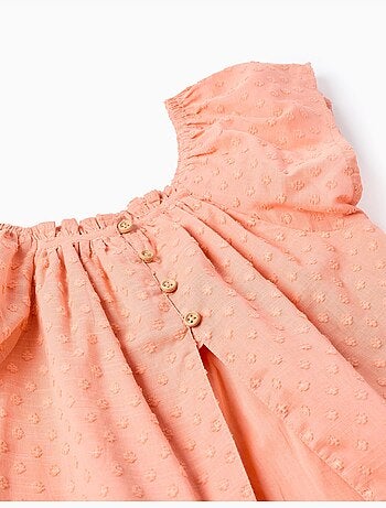 Blouse en coton à manches courtes et pois suisses