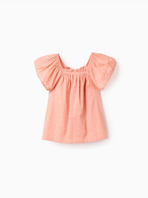 Blouse en coton à manches courtes et pois suisses - Kiabi