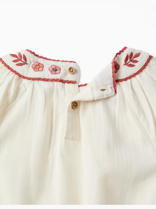 Blouse en coton à manches longues avec col brodé - Kiabi Blouse en coton à manches longues avec col brodé - Kiabi