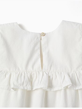 Blouse en coton à manches longues avec volants et broderie