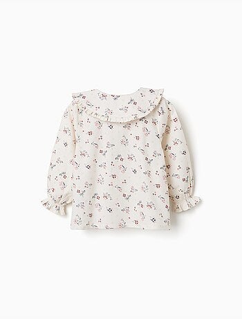 Blouse en coton à manches longues et motif fleuri