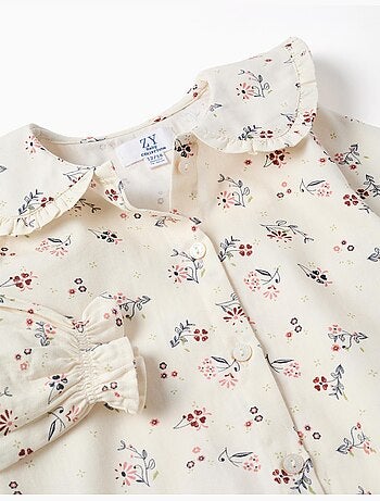 Blouse en coton à manches longues et motif fleuri