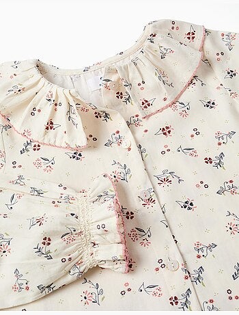 Blouse en coton à manches longues et motif fleuri