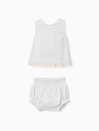 Blouse en coton à rayures + bloomer B&S
