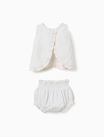 Blouse en coton à rayures + bloomer B&S