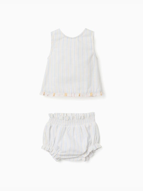 Blouse en coton à rayures + bloomer B&S - Kiabi