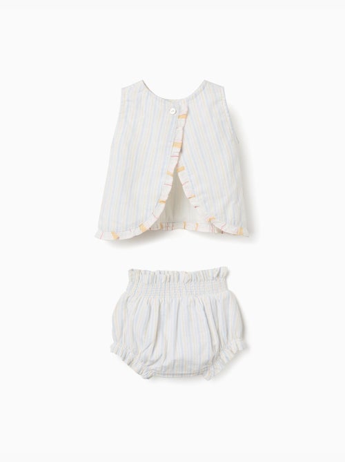 Blouse en coton à rayures + bloomer B&S - Kiabi