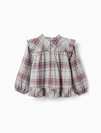Blouse en coton à volants et carreaux B&S