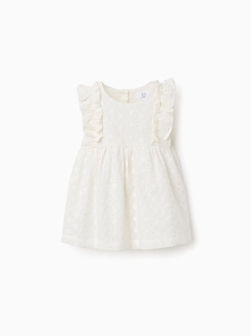 Blouse en coton avec broderie anglaise et volants - Kiabi