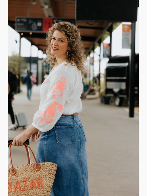 Blouse en coton avec broderies PAPRIKA - Kiabi