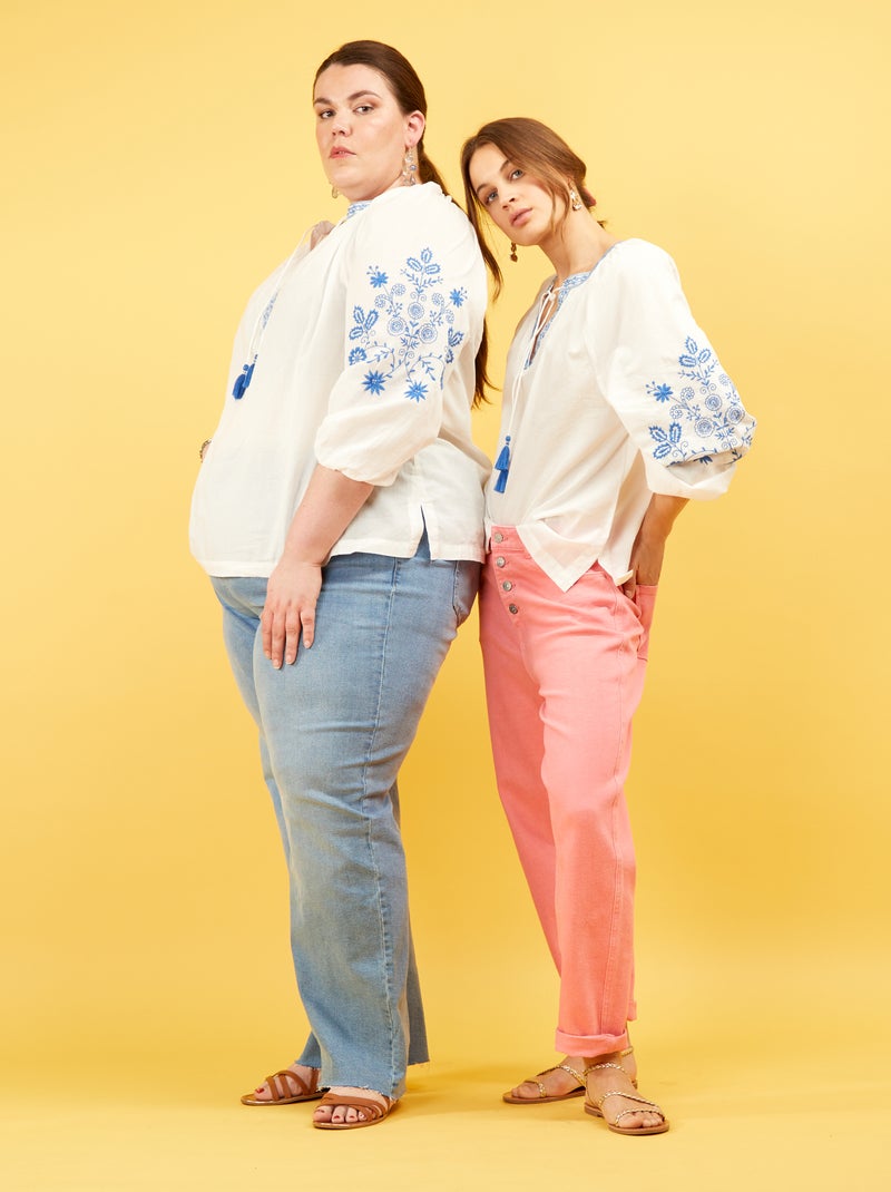 Blouse en coton Blanc - Kiabi