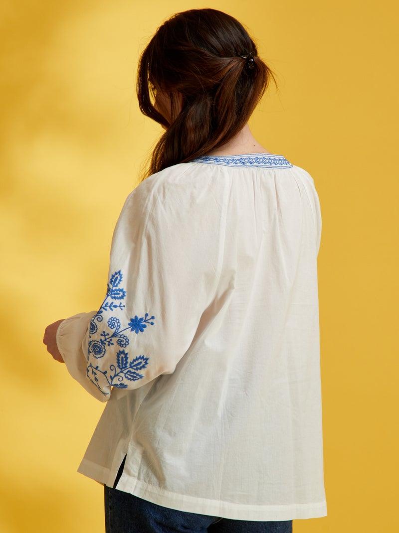 Blouse en coton Blanc - Kiabi