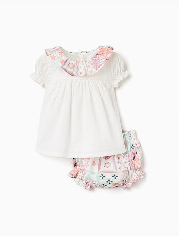 Blouse en coton + bloomer avec motif mosaïque