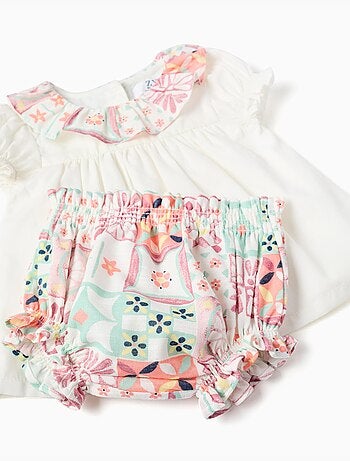 Blouse en coton + bloomer avec motif mosaïque