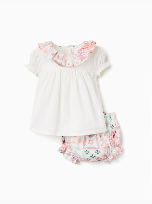 Blouse en coton + bloomer avec motif mosaïque - Kiabi