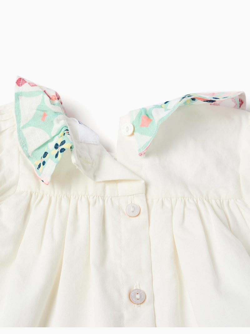 Blouse en coton + bloomer avec motif mosaïque Blanc - Kiabi
